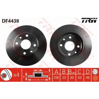 TRW DF4438 - Jeu de 2 disques de frein avant
