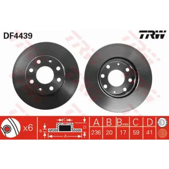 TRW DF4439 - Jeu de 2 disques de frein avant