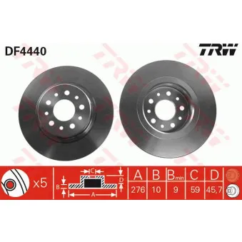 Jeu de 2 disques de frein arrière TRW OEM 61-00-0203