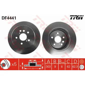 TRW DF4441 - Jeu de 2 disques de frein arrière