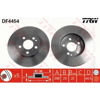 Jeu de 2 disques de frein avant TRW DF4454