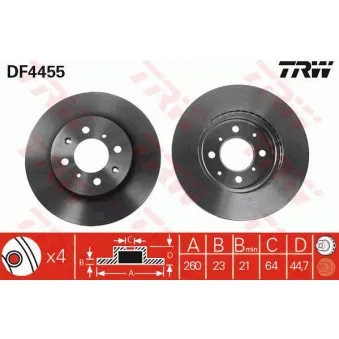 TRW DF4455 - Jeu de 2 disques de frein avant