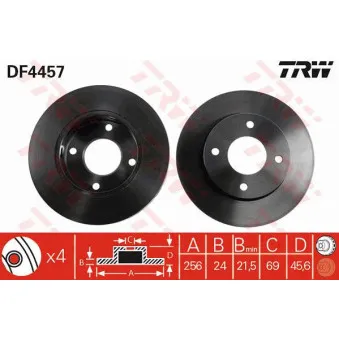 TRW DF4457 - Jeu de 2 disques de frein avant