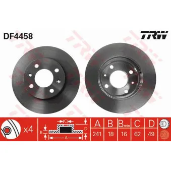 Jeu de 2 disques de frein avant TRW DF4458