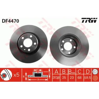 Jeu de 2 disques de frein avant TRW OEM ADV184343