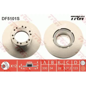 TRW DF5101S - Jeu de 2 disques de frein avant