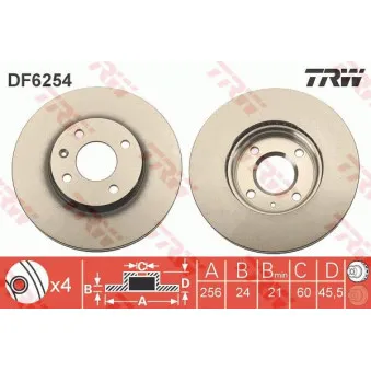 TRW DF6254 - Jeu de 2 disques de frein avant