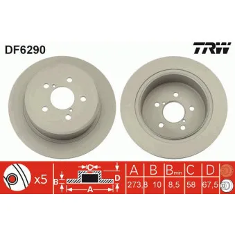 TRW DF6290 - Jeu de 2 disques de frein arrière
