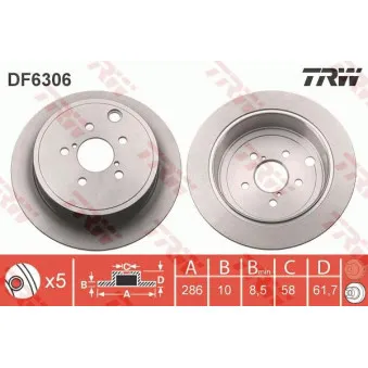 TRW DF6306 - Jeu de 2 disques de frein arrière