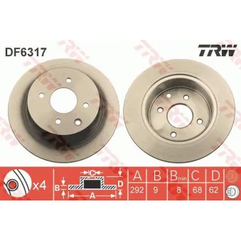 TRW DF6317 - Jeu de 2 disques de frein arrière