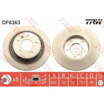 TRW DF6363 - Jeu de 2 disques de frein arrière
