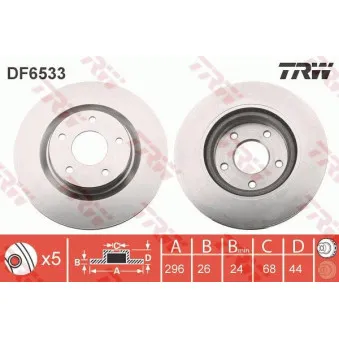 TRW DF6533 - Jeu de 2 disques de frein avant