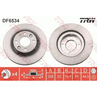 TRW DF6534 - Jeu de 2 disques de frein avant