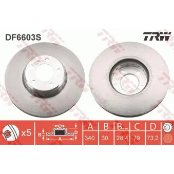 TRW DF6603S - Jeu de 2 disques de frein avant