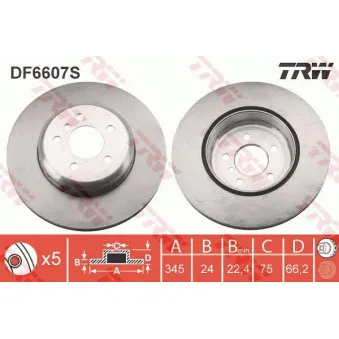 TRW DF6607S - Jeu de 2 disques de frein arrière
