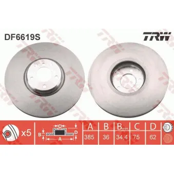 TRW DF6619S - Disque de frein avant droit