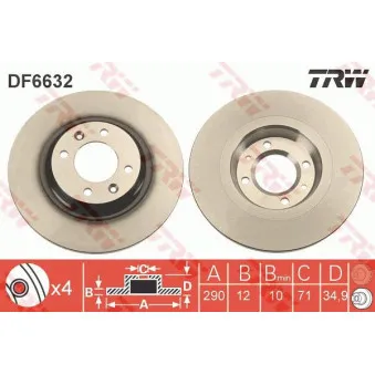 Jeu de 2 disques de frein arrière TRW DF6632