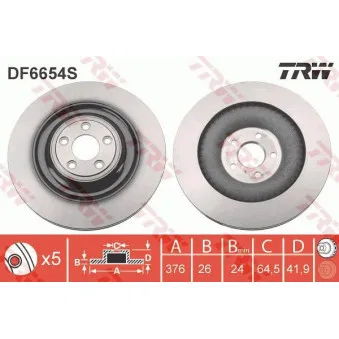 Jeu de 2 disques de frein arrière TRW OEM 24.0126-0174.1