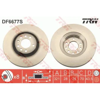 TRW DF6677S - Jeu de 2 disques de frein avant