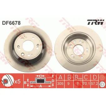 Jeu de 2 disques de frein arrière TRW OEM RT1865