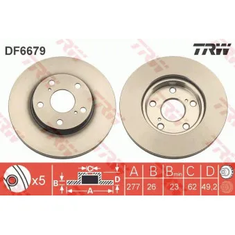Jeu de 2 disques de frein avant TRW DF6679