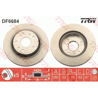 TRW DF6684 - Jeu de 2 disques de frein avant