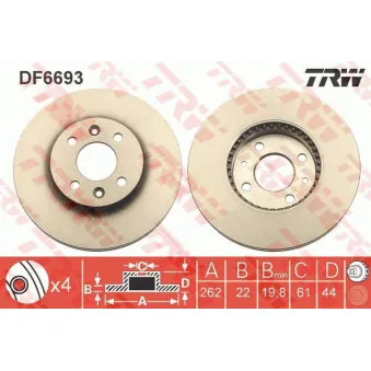 TRW DF6693 - Jeu de 2 disques de frein avant