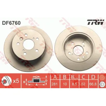 Jeu de 2 disques de frein arrière TRW OEM 4243133150