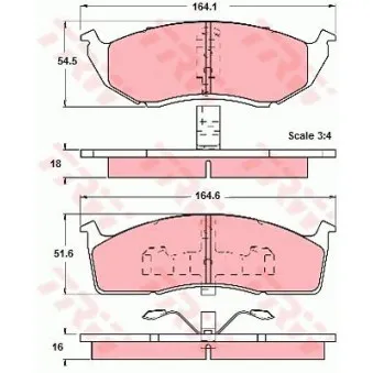 TRW GDB1244 - Jeu de 4 plaquettes de frein avant