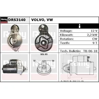 Démarreur REMY DRS3140 pour VOLVO FMX 2,4 Diesel - 82cv