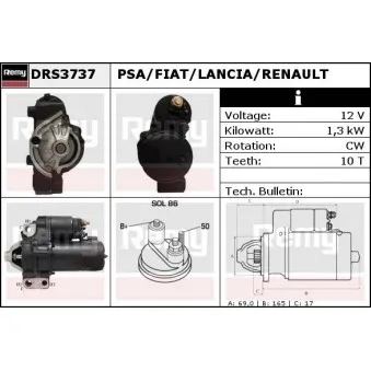 Démarreur REMY DRS3737 pour RENAULT LAGUNA 3.0 V6 24V - 207cv