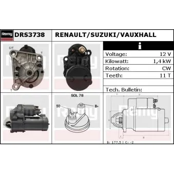Démarreur REMY OEM 7700865719