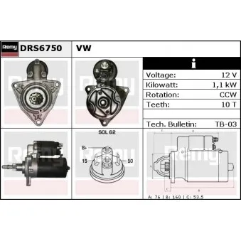 Démarreur REMY OEM 02B911023BX
