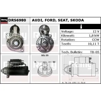 Démarreur REMY OEM 02A911024DX