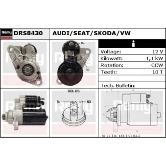 Démarreur REMY OEM 02T911023EX