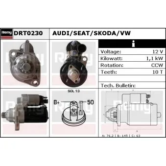 Démarreur REMY OEM 02M911023G