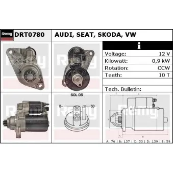 Démarreur REMY OEM 02T911023G