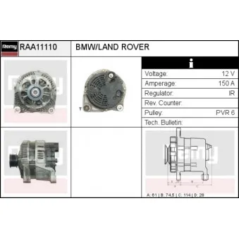 Alternateur REMY OEM 12317792092