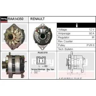 Alternateur REMY OEM 7700807041