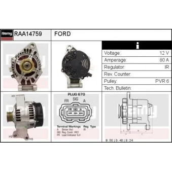 Alternateur REMY OEM 98AB10300GE
