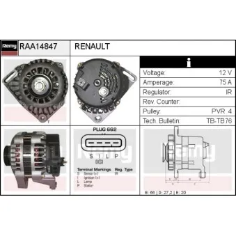 Alternateur REMY OEM 7700872258