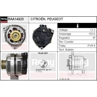 Alternateur REMY OEM 9624177680