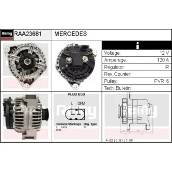 Alternateur REMY RAA23681 pour MERCEDES-BENZ CLASSE C C 32 AMG Kompressor - 354cv