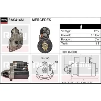 Démarreur REMY RAS41461 pour MERCEDES-BENZ CLASSE C CLC 200 Kompressor - 184cv