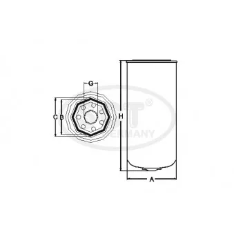 Filtre, système hydraulique de travail SCT GERMANY OEM 282316