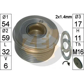 ERA 219246 - Poulie roue libre, alternateur