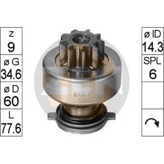ERA ZN0407 - Embrayage à roue libre, démarreur