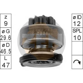 ERA ZN0998 - Embrayage à roue libre, démarreur