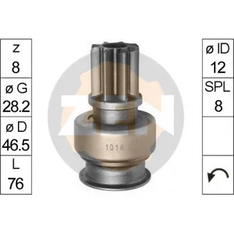 ERA ZN1018 - Embrayage à roue libre, démarreur