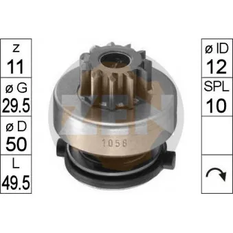ERA ZN1058 - Embrayage à roue libre, démarreur